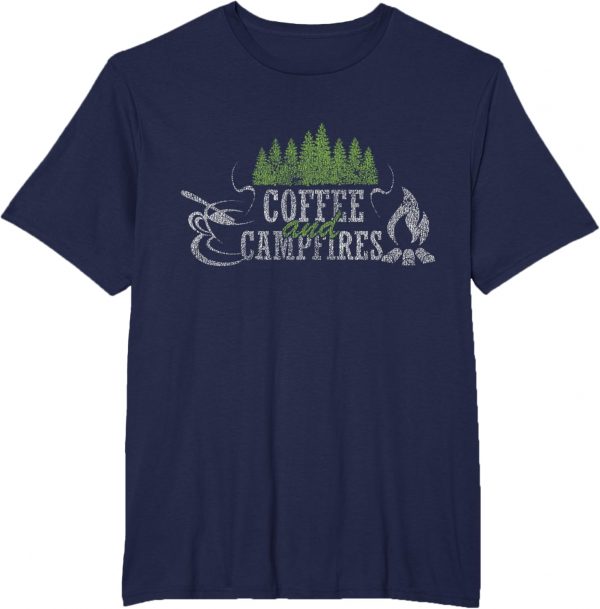 Coffee And Campfires Funny Camping Distressed T-shirt T-shirt