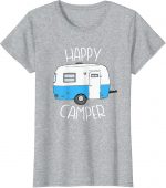 Happy Camper Camping Shirts Blue Boler Trailer Camp Tshirt