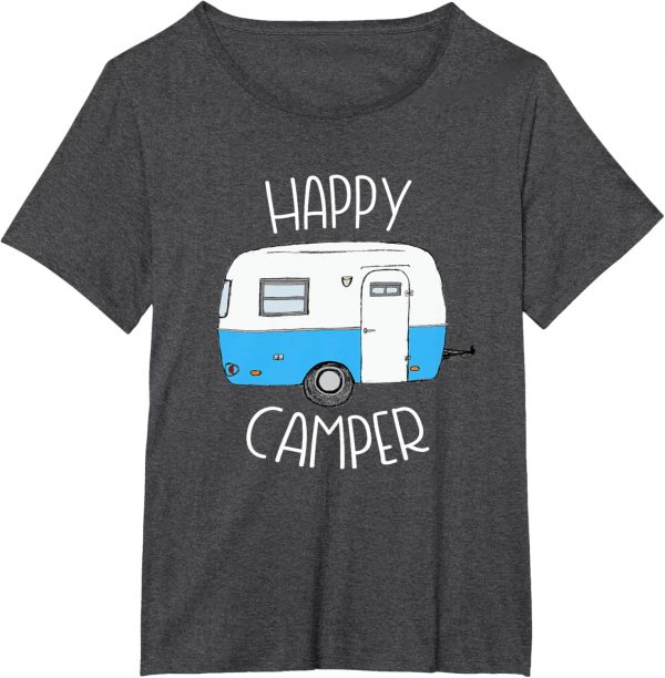 Happy Camper Camping Shirts Blue Boler Trailer Camp Tshirt